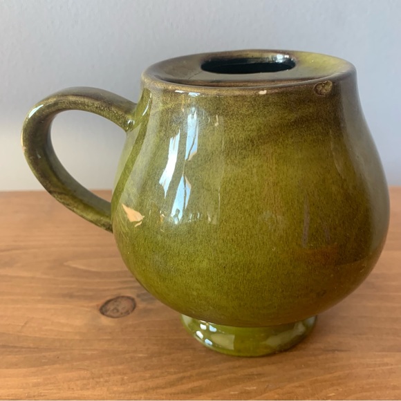 Vintage Holiday Designs USA Green Handlebar Mustache Ceramic Shaving Mug - Picture 4 of 15